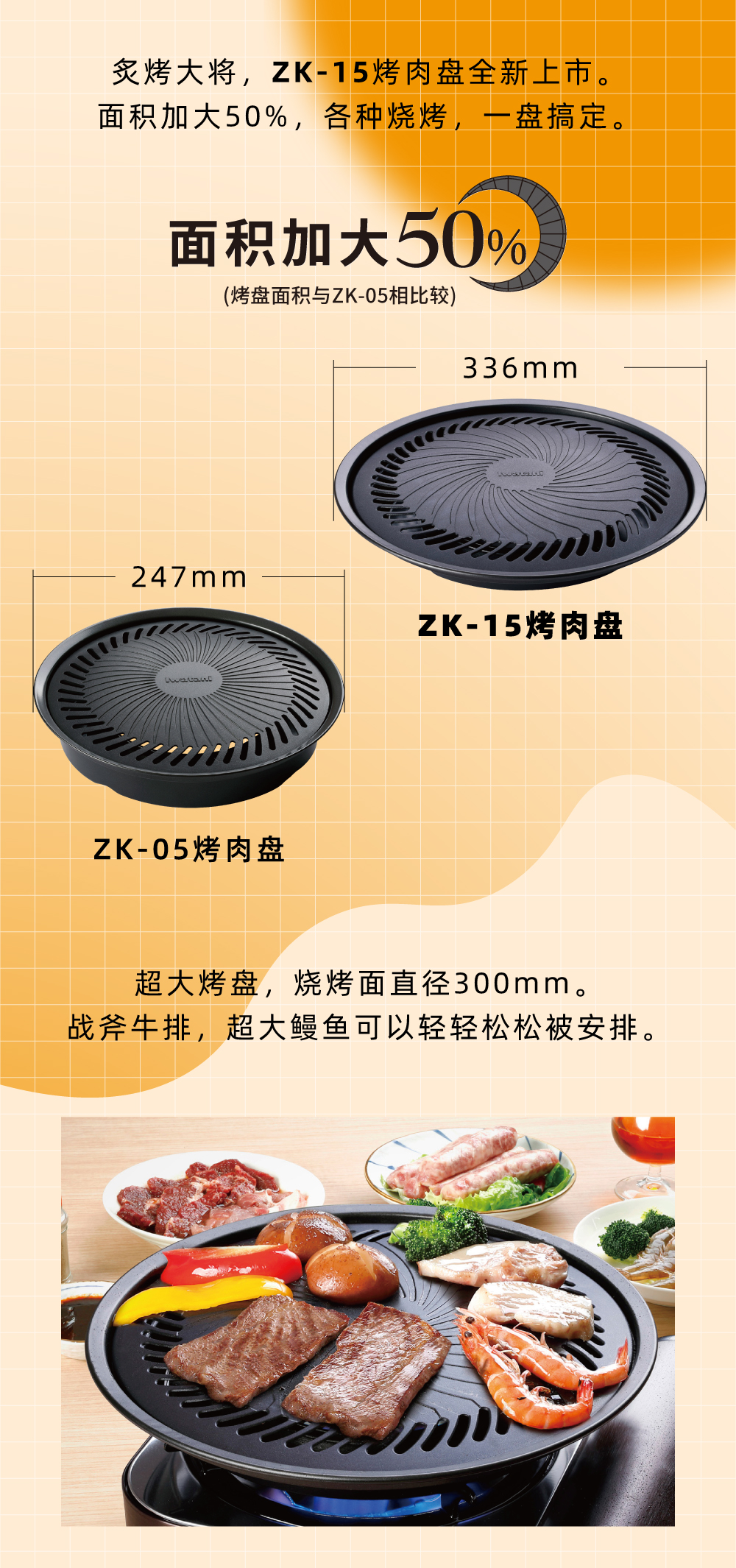 炙烤大將，zk-15全新上市。面積加大50%，各種燒烤，一盤搞定。